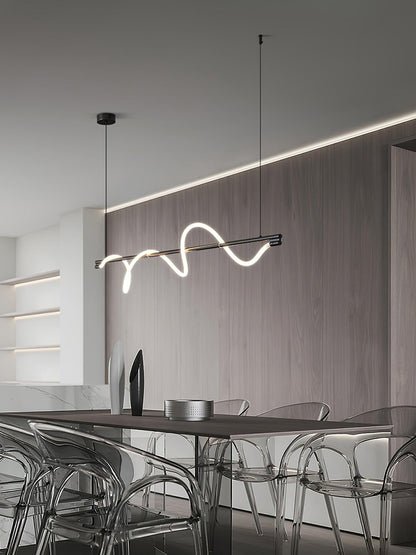 Linear Wave Pendant Light for Kitchen Island