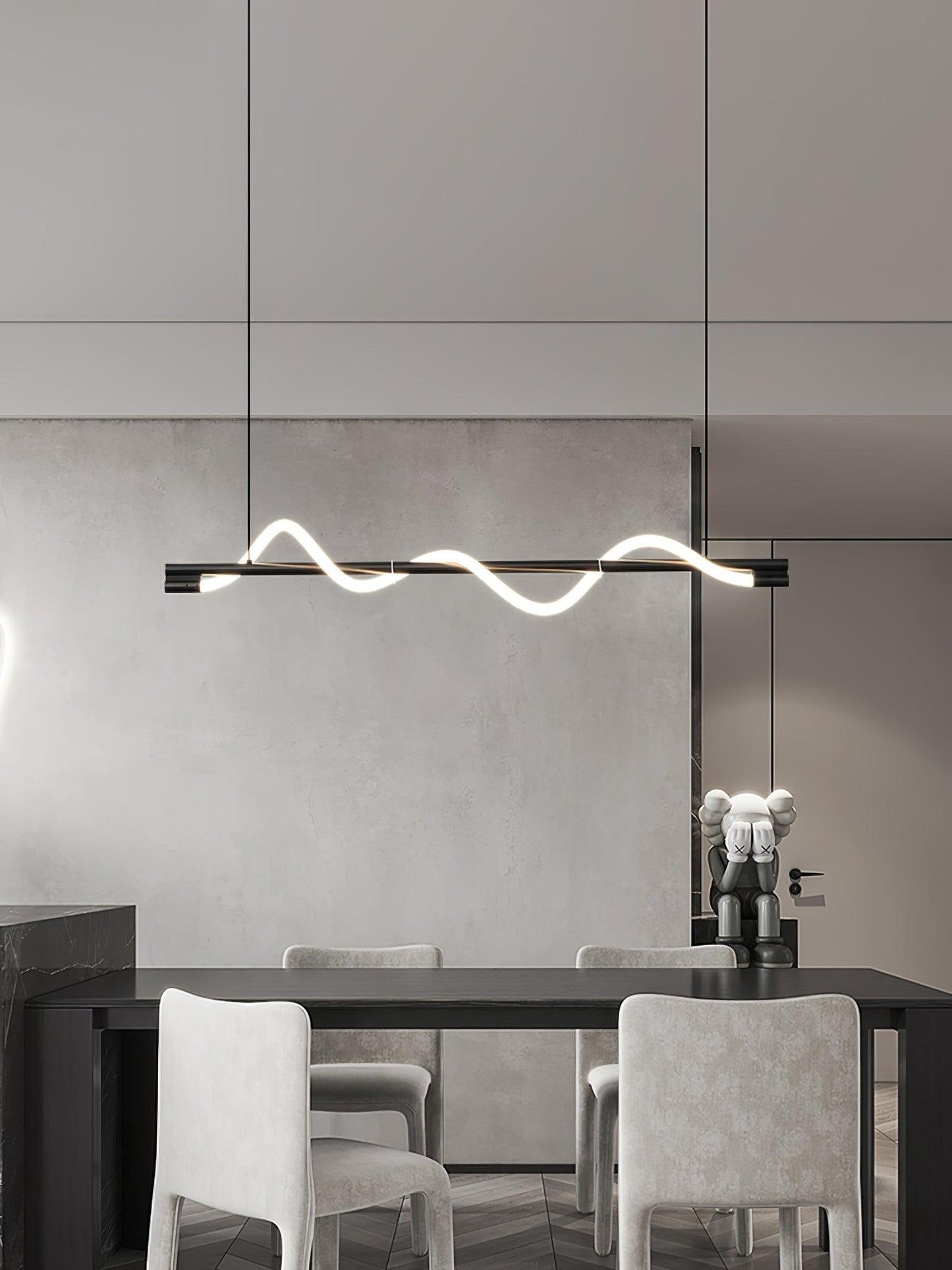 Linear Wave Pendant Light for Kitchen Island