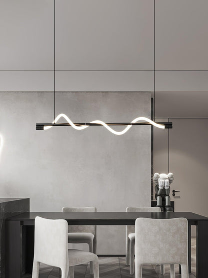 Linear Wave Pendant Light for Kitchen Island