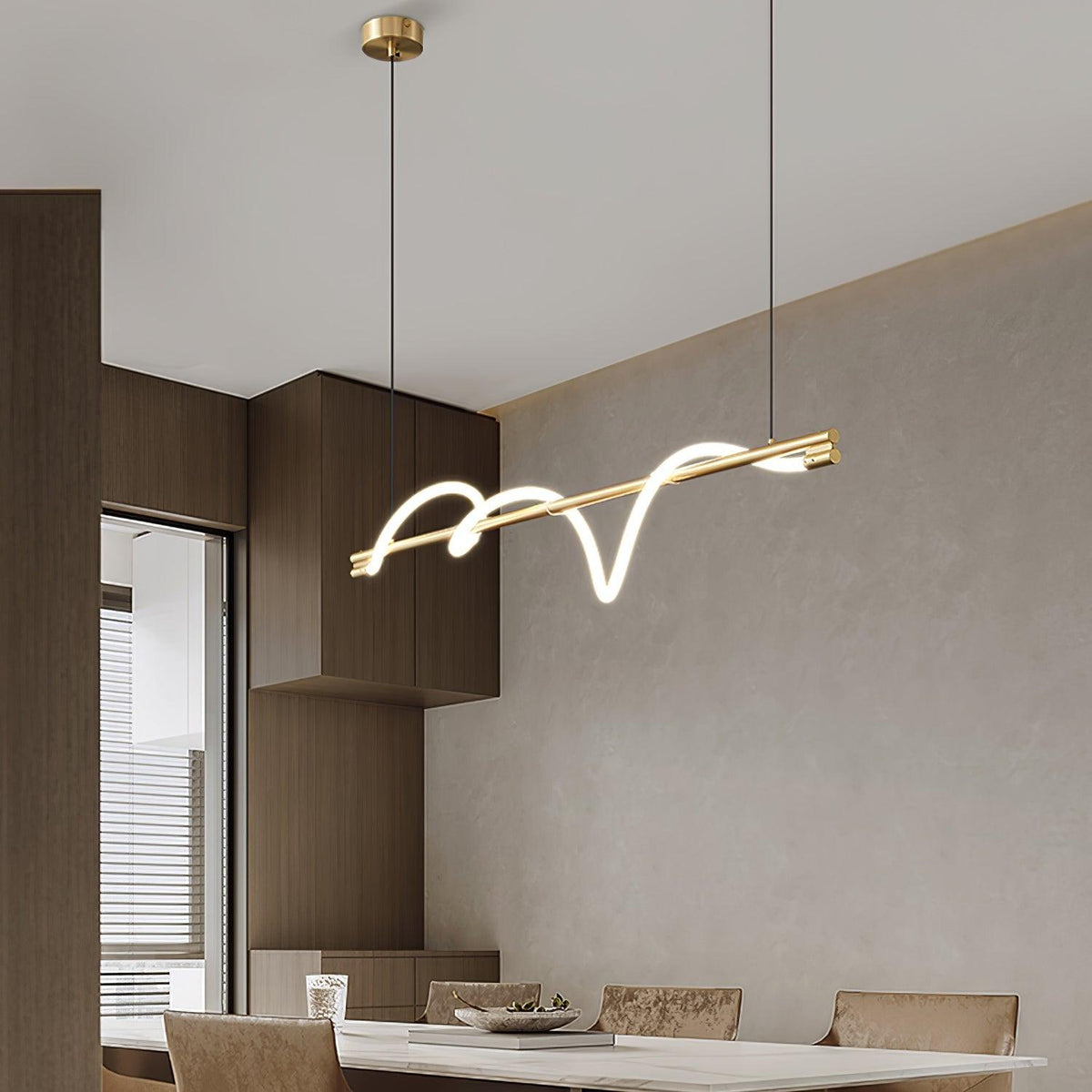 Linear Wave Pendant Light for Kitchen Island