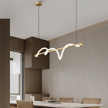 Linear Wave Pendant Light for Kitchen Island