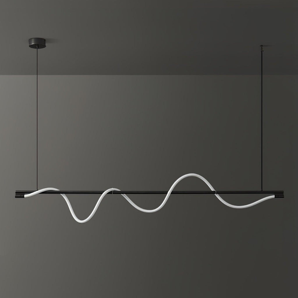 Linear Curve Wave Pendant - Modern S-Shaped Island Light for Kitchen & Dining Table