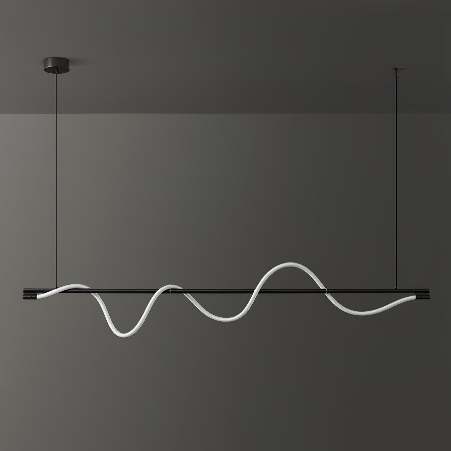 Linear Curve Wave Pendant - Modern S-Shaped Island Light for Kitchen & Dining Table