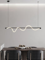 Linear Curve Wave Pendant - Modern S-Shaped Island Light for Kitchen & Dining Table