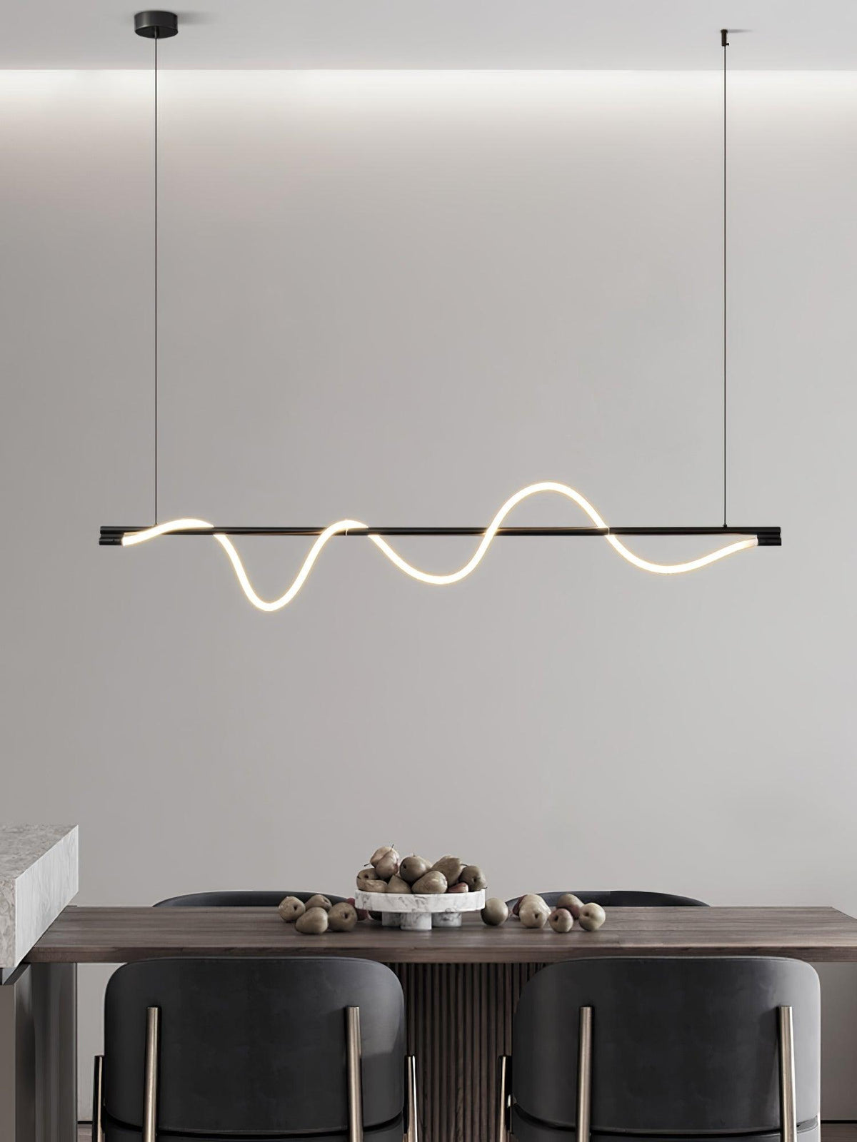 Linear Wave Pendant Light for Kitchen Island