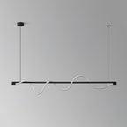 Linear Curve Wave Pendant - Modern S-Shaped Island Light for Kitchen & Dining Table