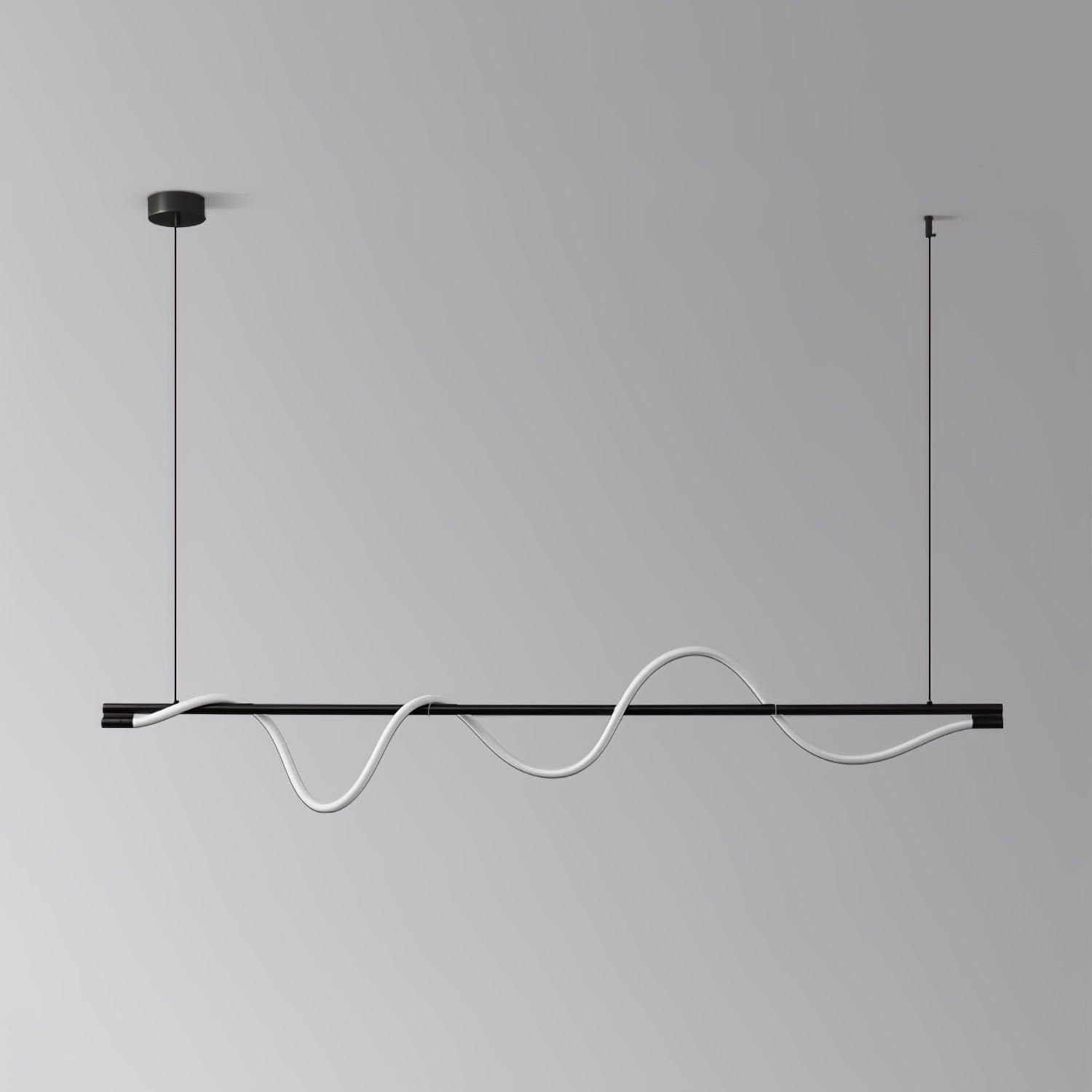 Linear Curve Wave Pendant - Modern S-Shaped Island Light for Kitchen & Dining Table