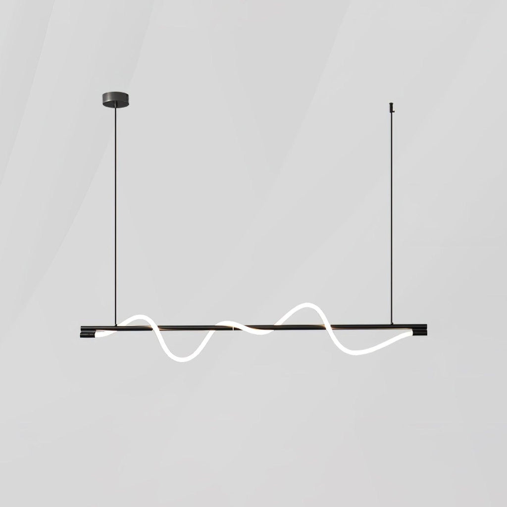 Linear Curve Wave Pendant - Modern S-Shaped Island Light for Kitchen & Dining Table