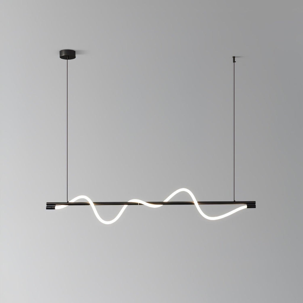 Linear Curve Wave Pendant - Modern S-Shaped Island Light for Kitchen & Dining Table
