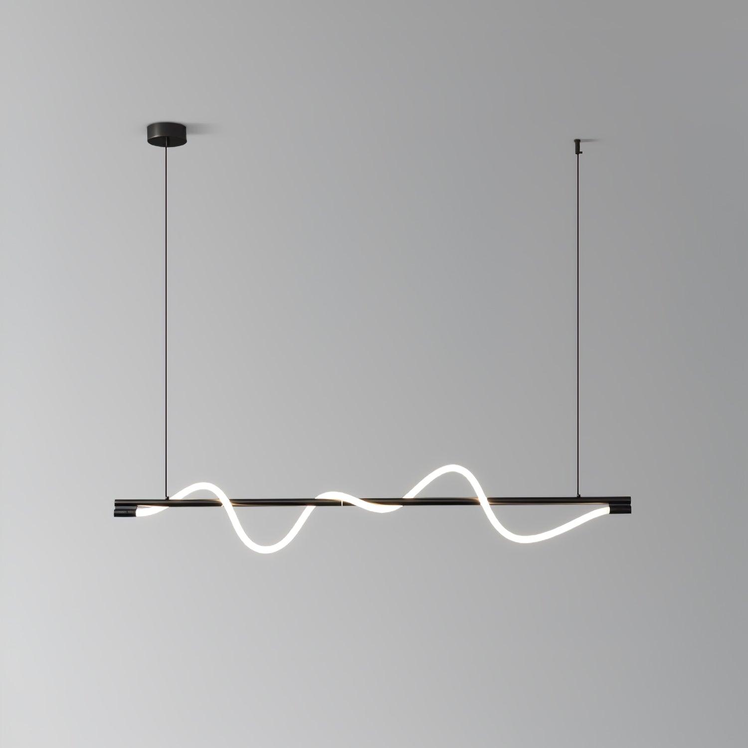 Linear Curve Wave Pendant - Modern S-Shaped Island Light for Kitchen & Dining Table