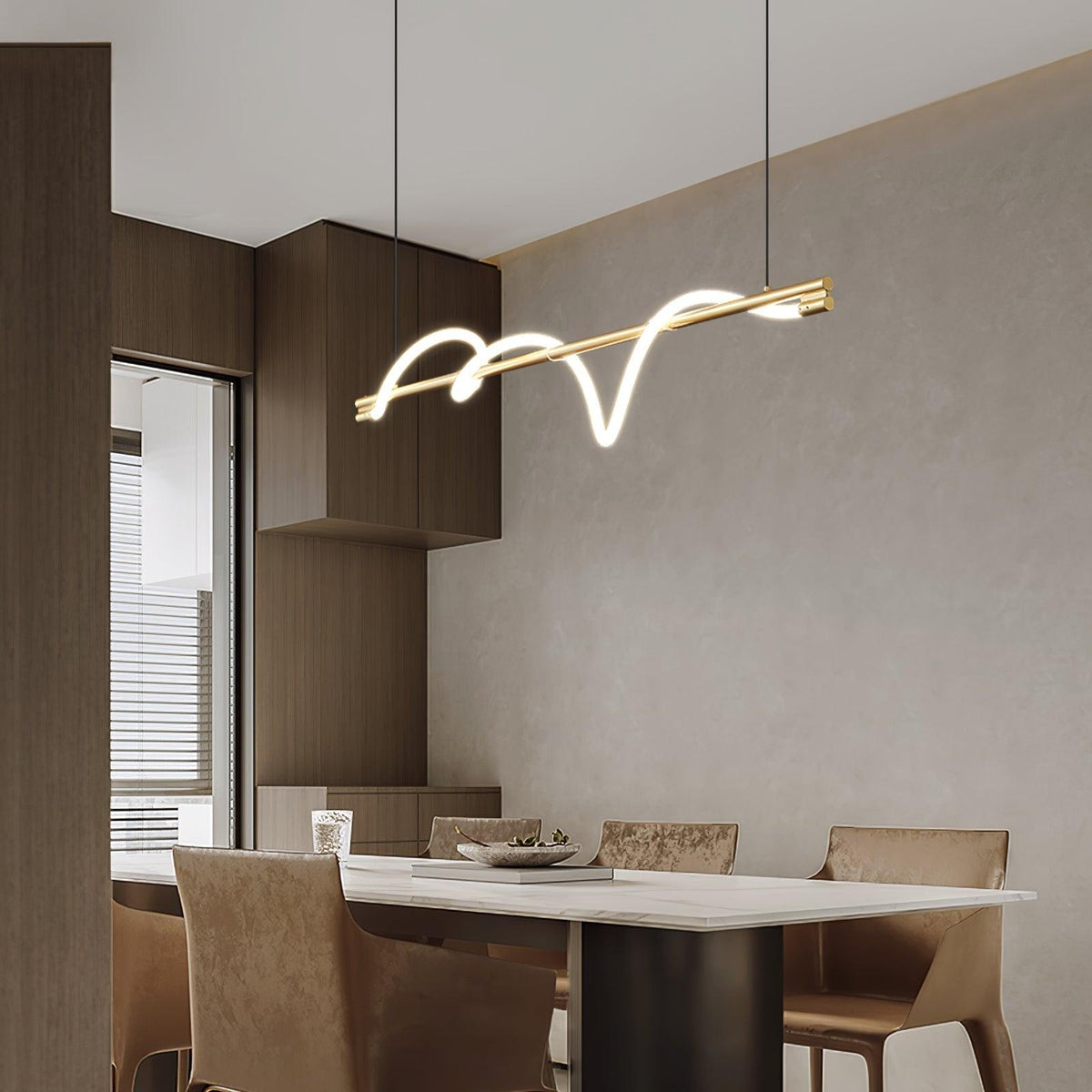 Linear Wave Pendant Light for Kitchen Island