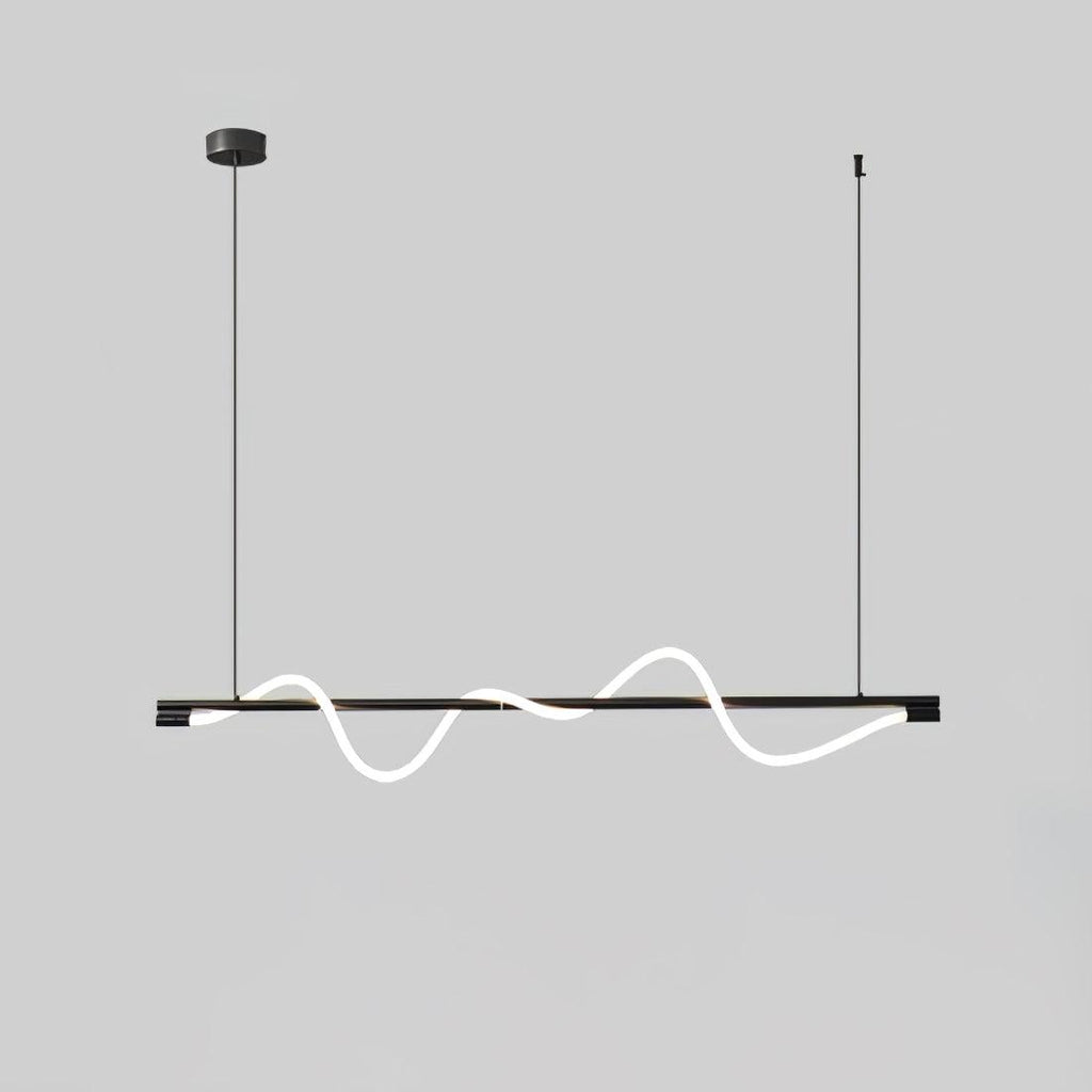 Linear Curve Wave Pendant - Modern S-Shaped Island Light for Kitchen & Dining Table