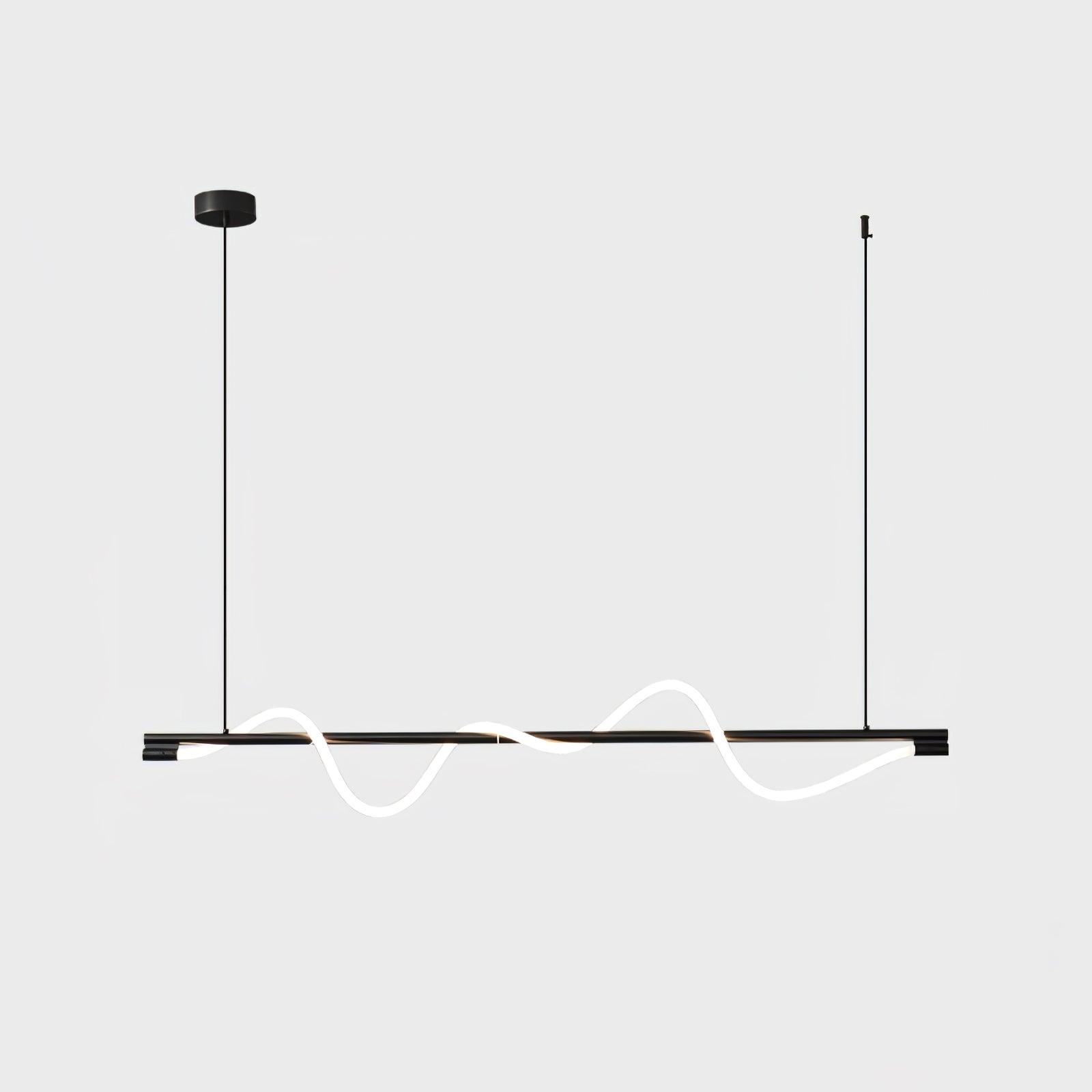 Linear Curve Wave Pendant - Modern S-Shaped Island Light for Kitchen & Dining Table
