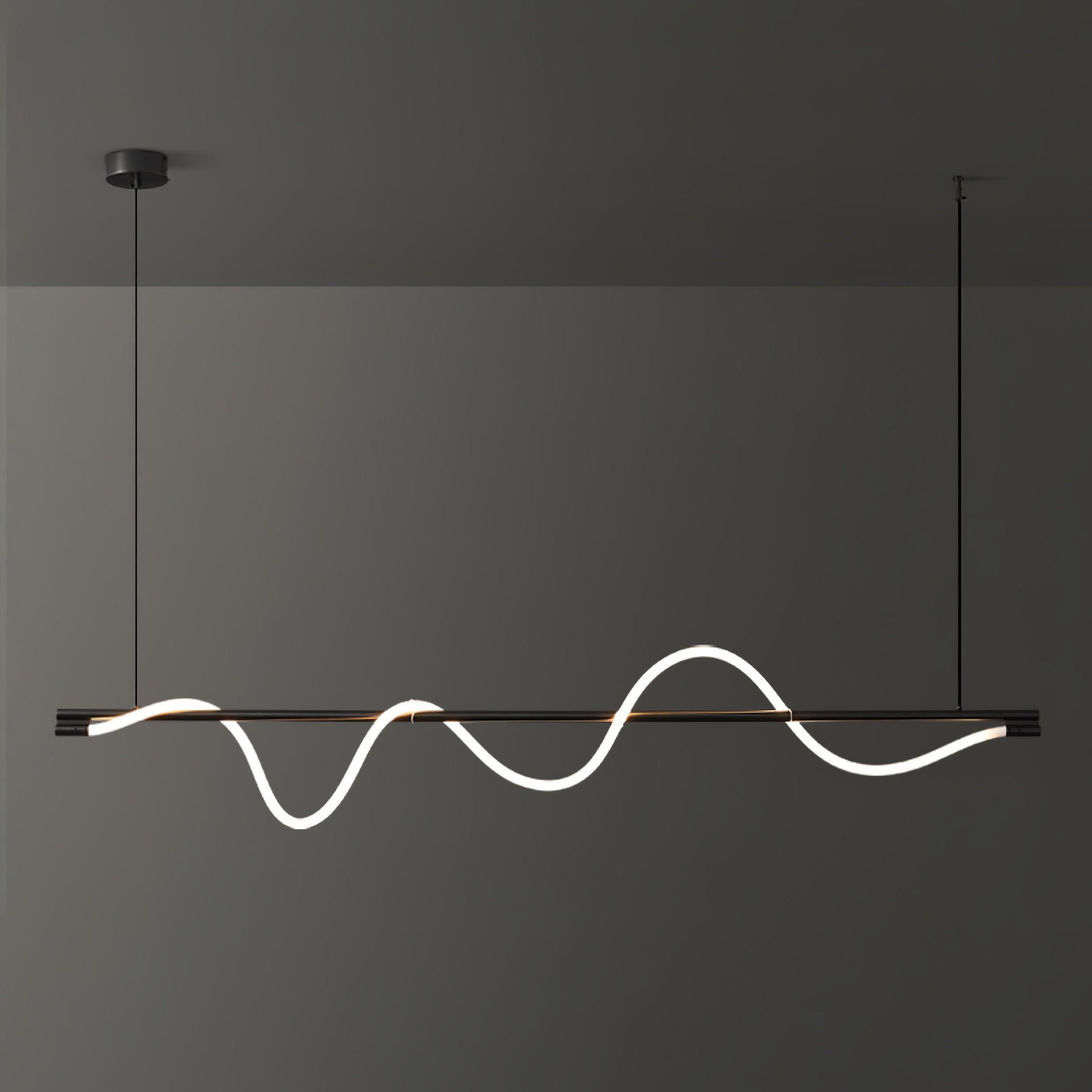 Linear Curve Wave Pendant - Modern S-Shaped Island Light for Kitchen & Dining Table