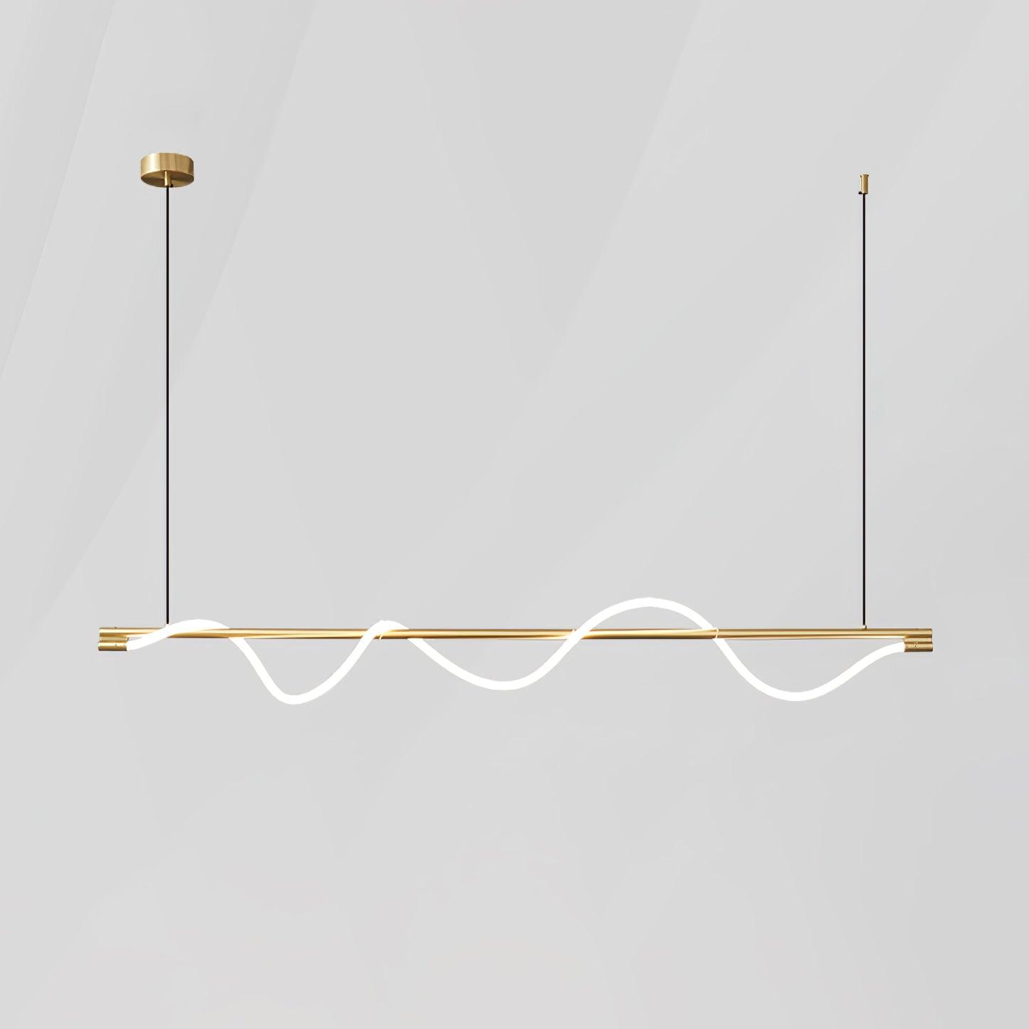 Linear Curve Wave Pendant - Modern S-Shaped Island Light for Kitchen & Dining Table