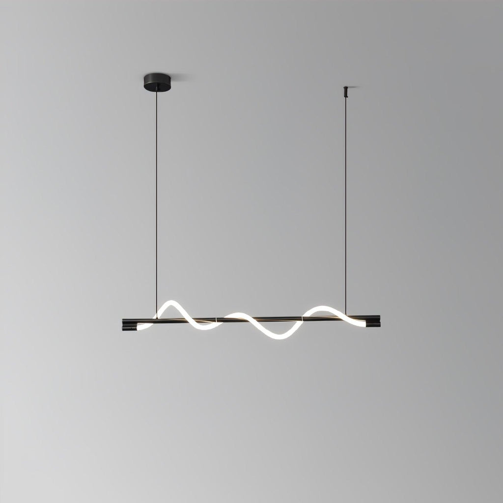 Linear Curve Wave Pendant - Modern S-Shaped Island Light for Kitchen & Dining Table