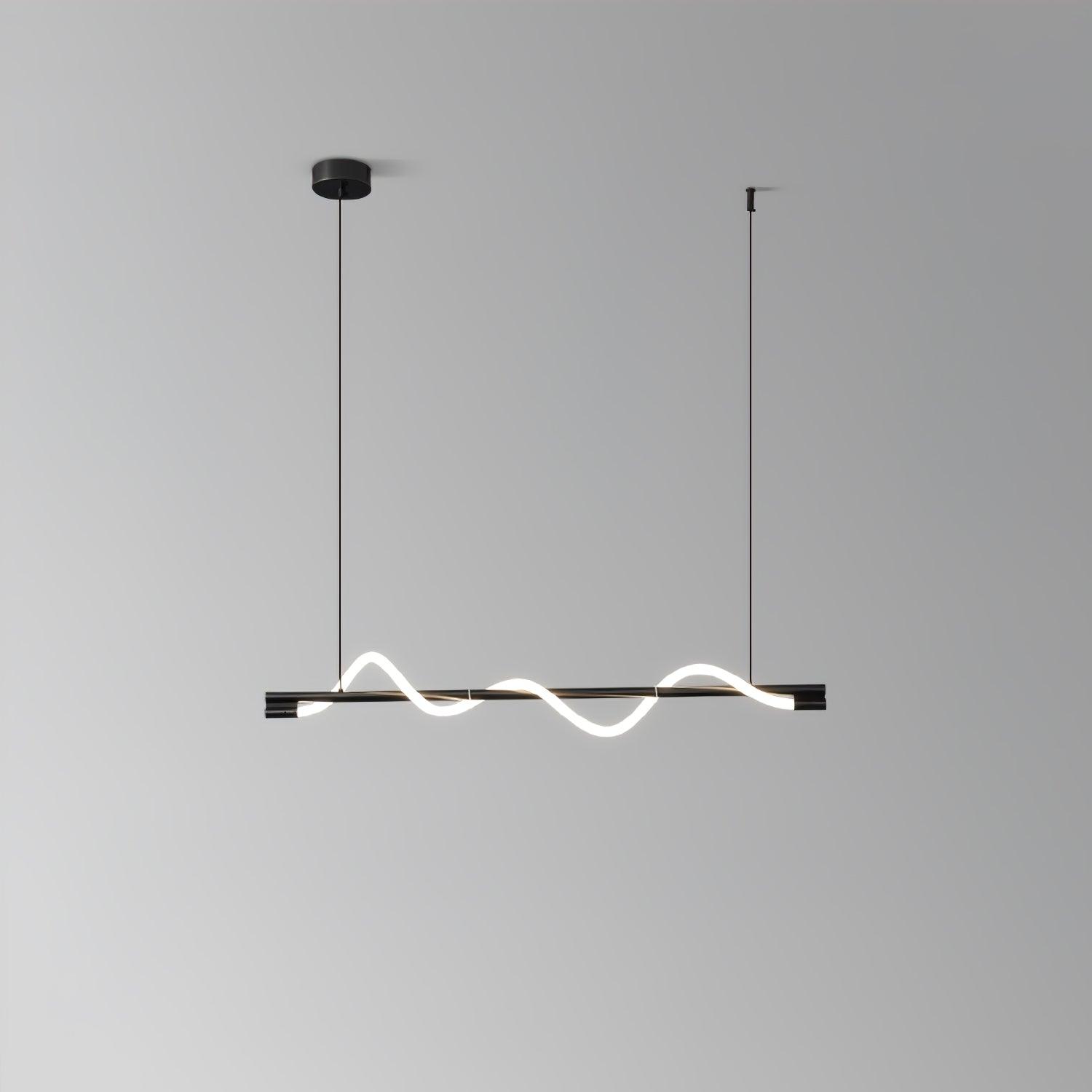 Linear Curve Wave Pendant - Modern S-Shaped Island Light for Kitchen & Dining Table