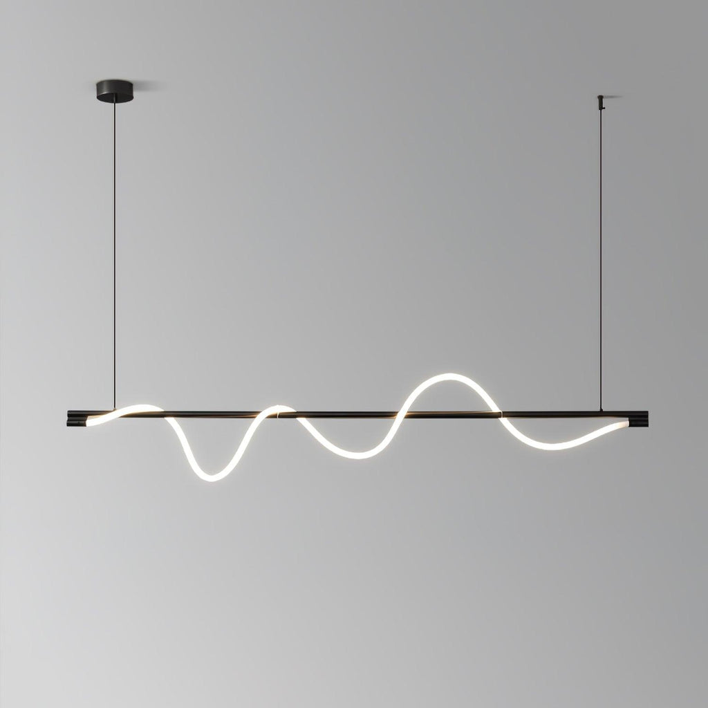 Linear Curve Wave Pendant - Modern S-Shaped Island Light for Kitchen & Dining Table