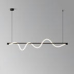 Linear Curve Wave Pendant - Modern S-Shaped Island Light for Kitchen & Dining Table