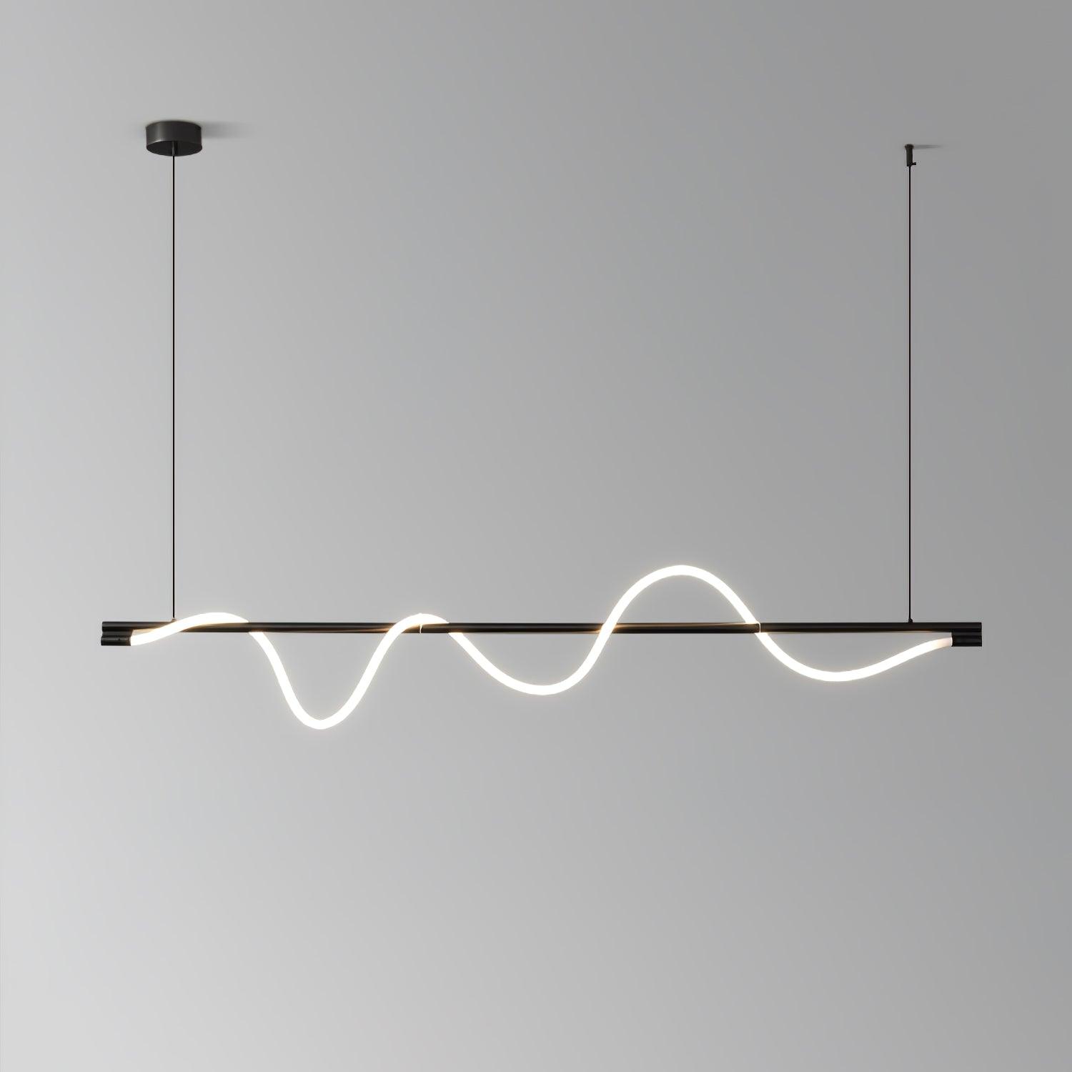 Linear Curve Wave Pendant - Modern S-Shaped Island Light for Kitchen & Dining Table