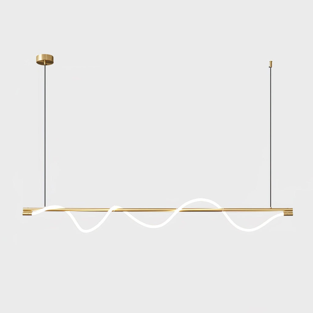 Linear Curve Wave Pendant - Modern S-Shaped Island Light for Kitchen & Dining Table