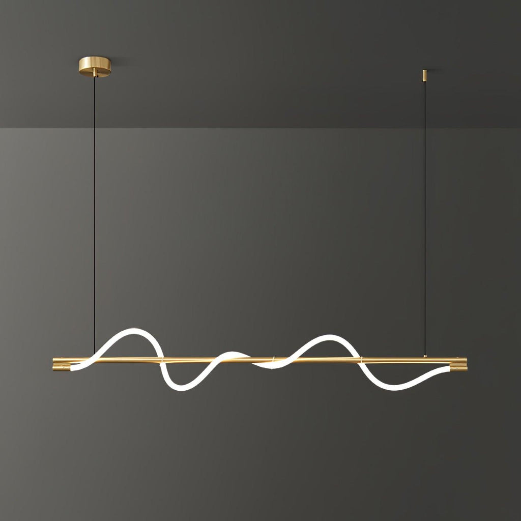Linear Curve Wave Pendant - Modern S-Shaped Island Light for Kitchen & Dining Table