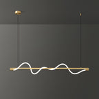 Linear Curve Wave Pendant - Modern S-Shaped Island Light for Kitchen & Dining Table
