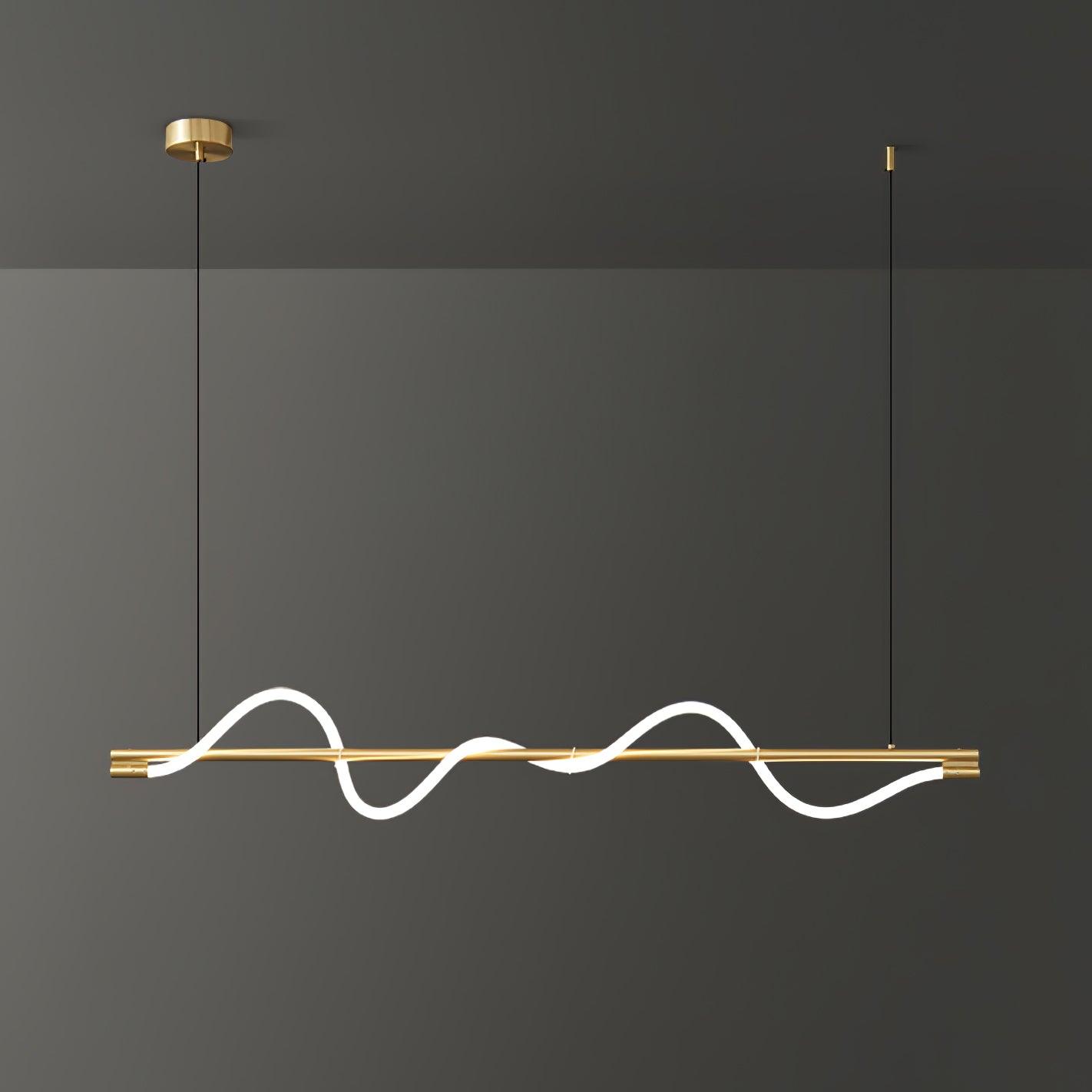 Linear Curve Wave Pendant - Modern S-Shaped Island Light for Kitchen & Dining Table