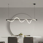 Linear Curve Wave Pendant - Modern S-Shaped Island Light for Kitchen & Dining Table