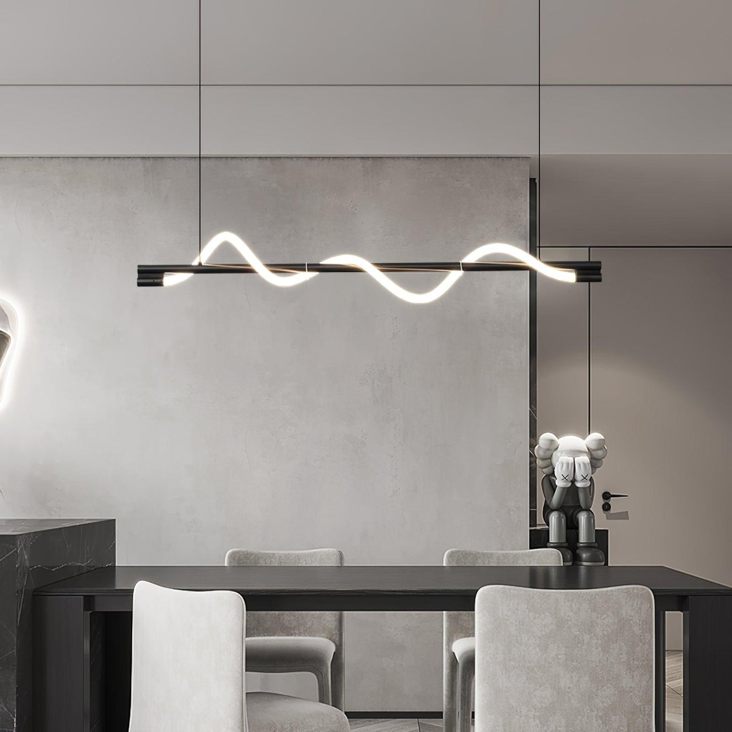 Linear Wave Pendant Light for Kitchen Island