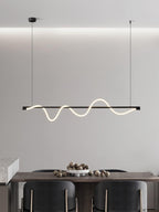 Linear Curve Wave Pendant - Modern S-Shaped Island Light for Kitchen & Dining Table