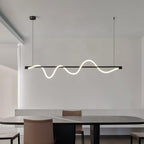Linear Curve Wave Pendant - Modern S-Shaped Island Light for Kitchen & Dining Table