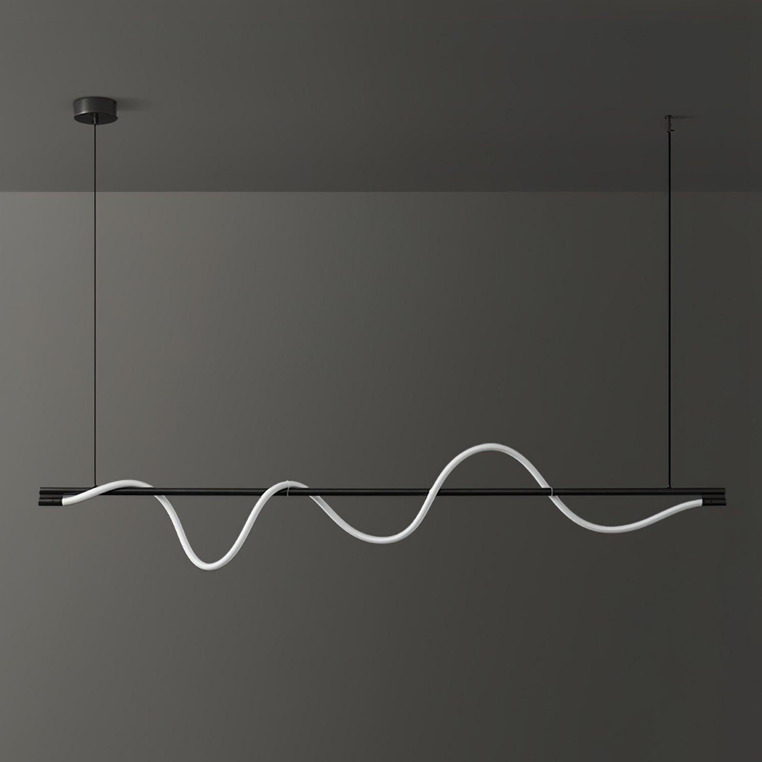 Linear Curve Wave Pendant - Modern S-Shaped Island Light for Kitchen & Dining Table