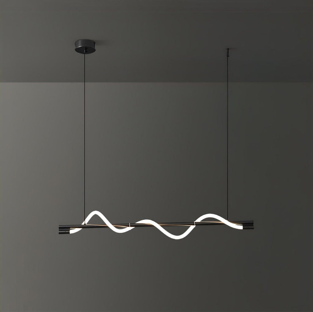 Linear Curve Wave Pendant - Modern S-Shaped Island Light for Kitchen & Dining Table