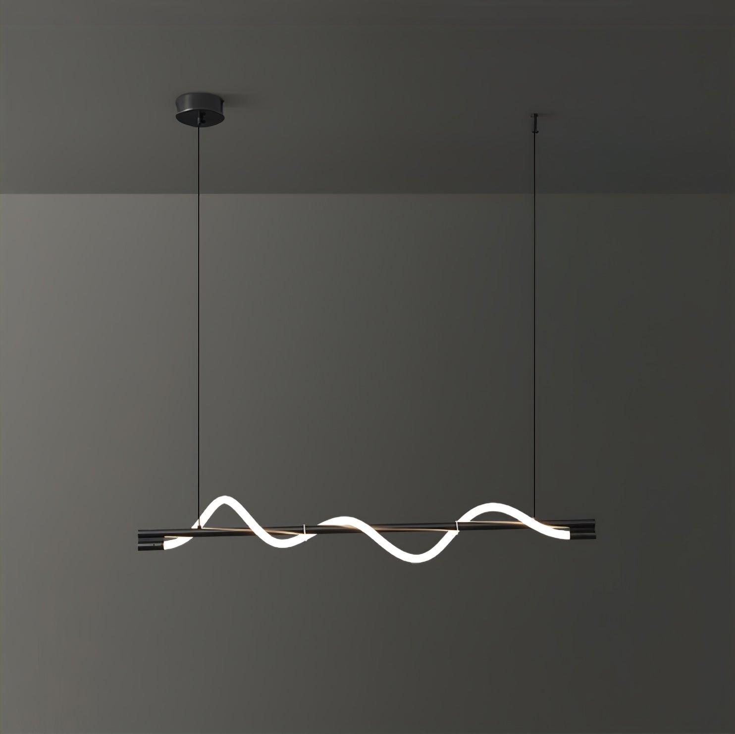 Linear Curve Wave Pendant - Modern S-Shaped Island Light for Kitchen & Dining Table