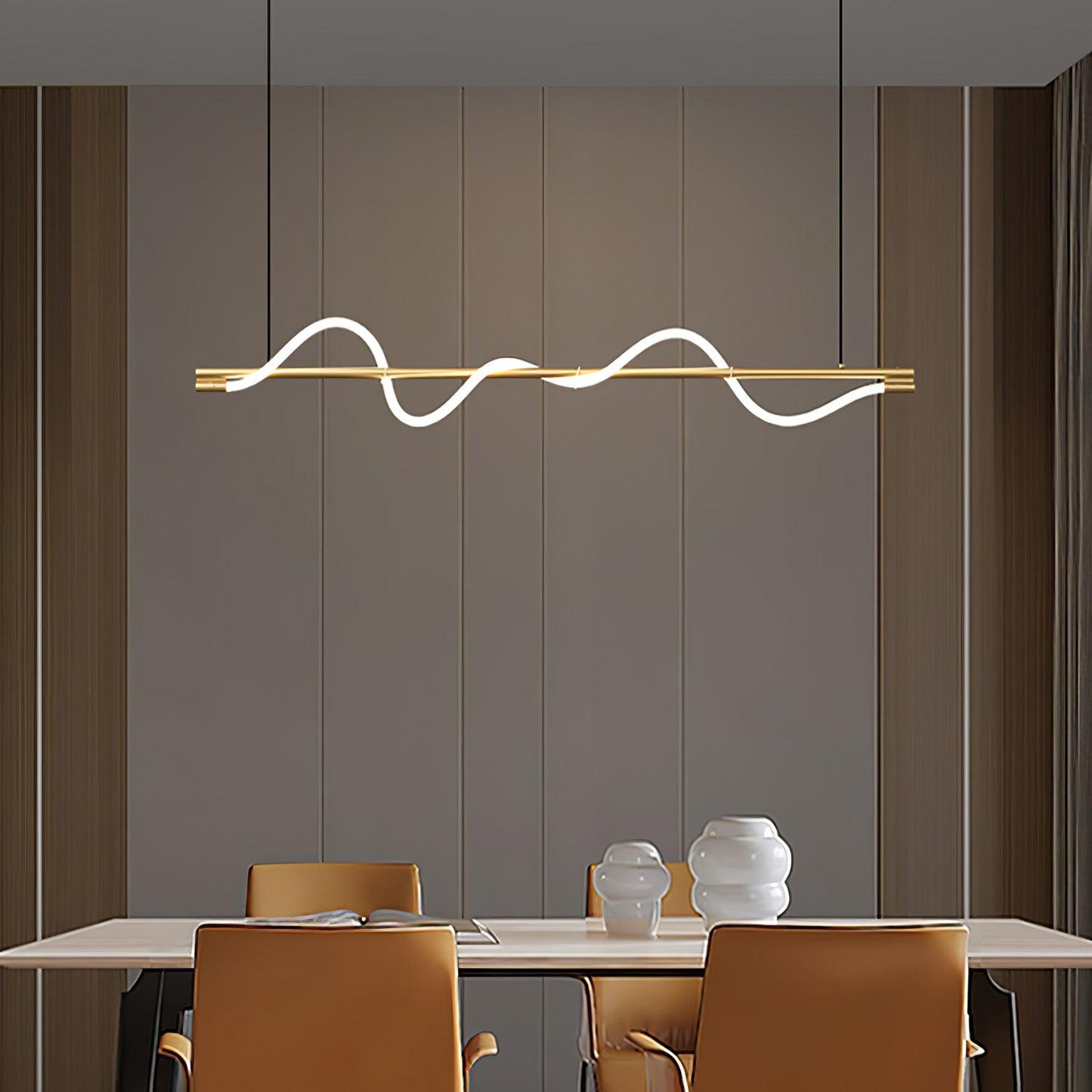 Linear Wave Pendant Light for Kitchen Island