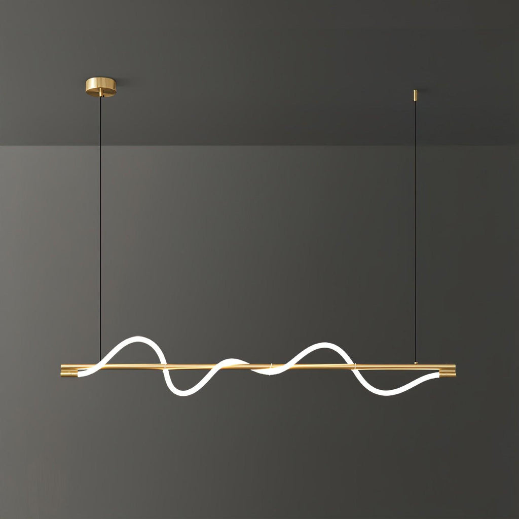 Linear Curve Wave Pendant - Modern S-Shaped Island Light for Kitchen & Dining Table