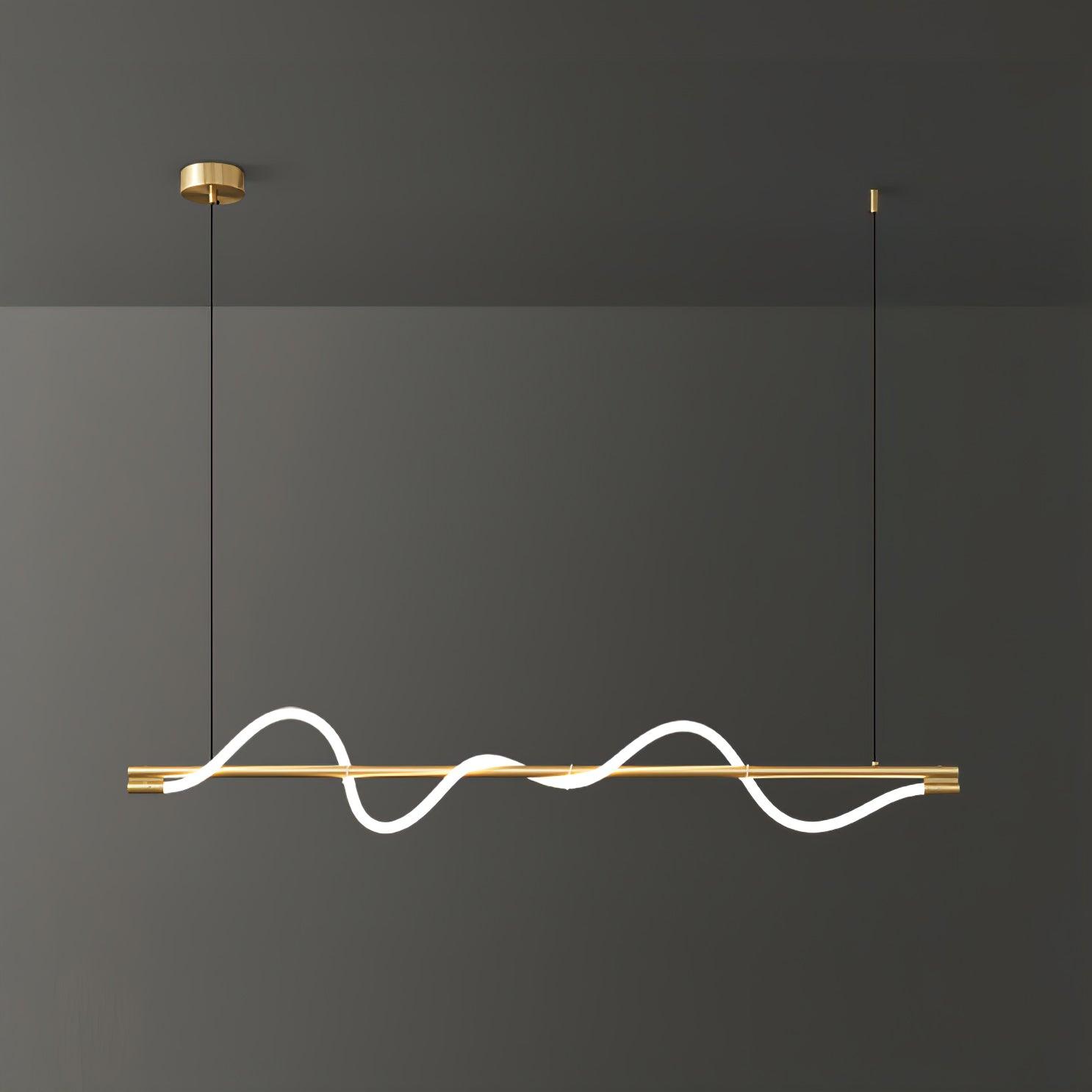 Linear Curve Wave Pendant - Modern S-Shaped Island Light for Kitchen & Dining Table