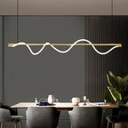 Linear Curve Wave Pendant - Modern S-Shaped Island Light for Kitchen & Dining Table