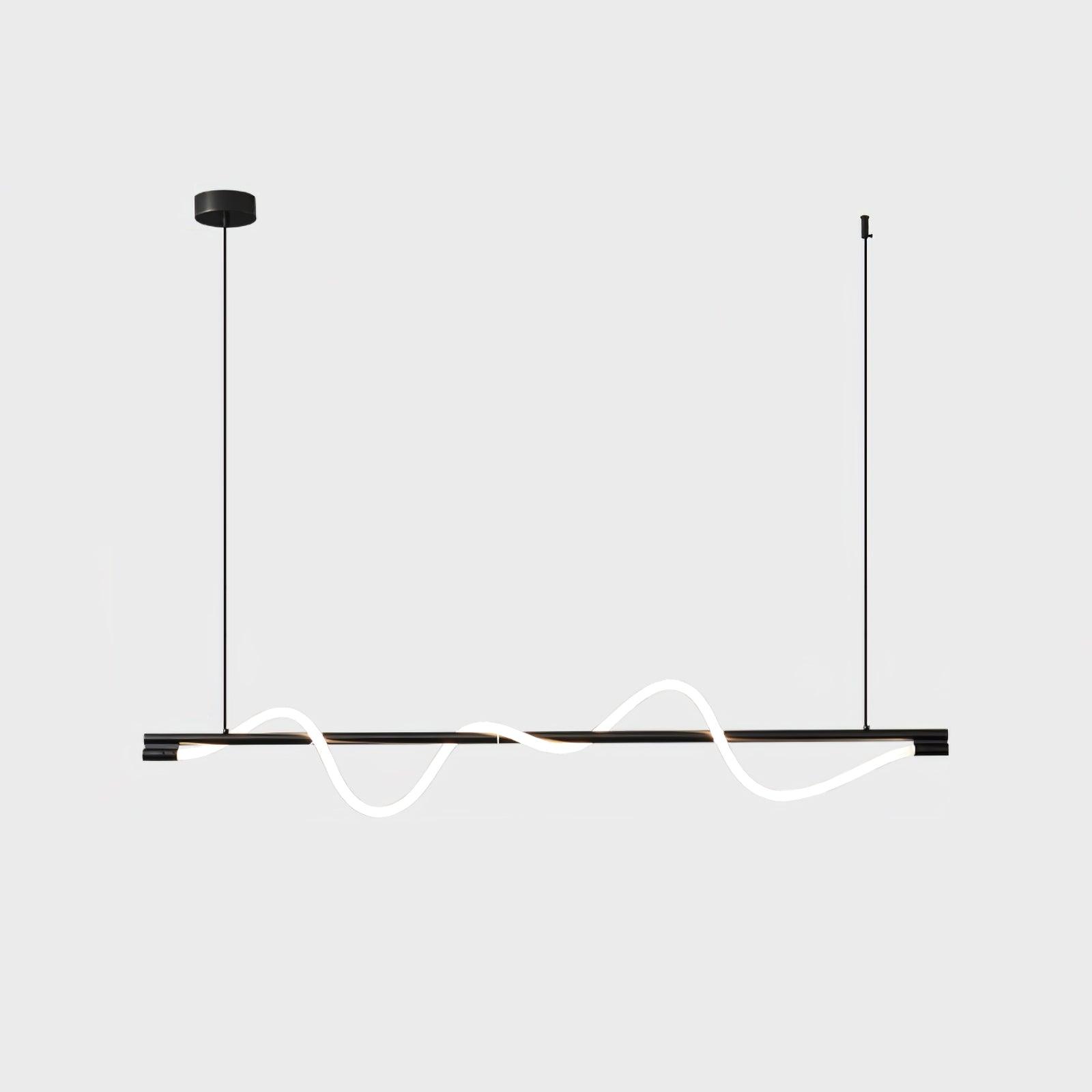 Linear Curve Wave Pendant - Modern S-Shaped Island Light for Kitchen & Dining Table