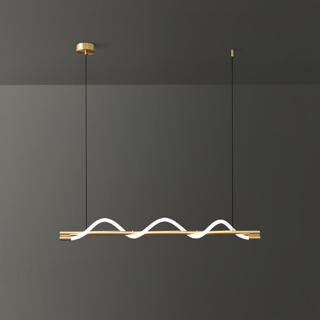 Linear Curve Wave Pendant - Modern S-Shaped Island Light for Kitchen & Dining Table