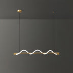 Linear Curve Wave Pendant - Modern S-Shaped Island Light for Kitchen & Dining Table