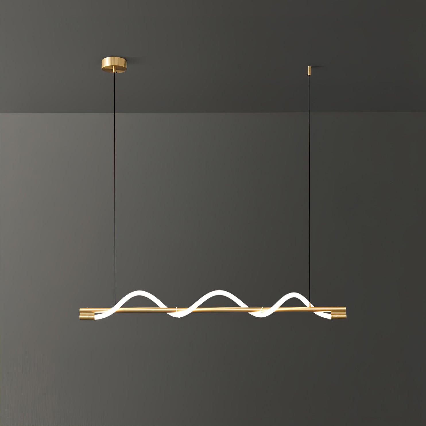 Linear Curve Wave Pendant - Modern S-Shaped Island Light for Kitchen & Dining Table