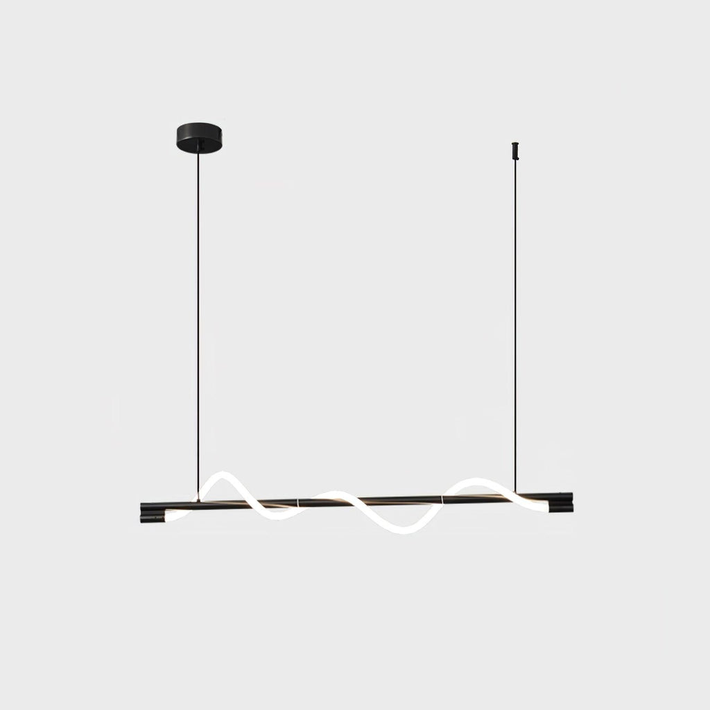 Linear Curve Wave Pendant - Modern S-Shaped Island Light for Kitchen & Dining Table