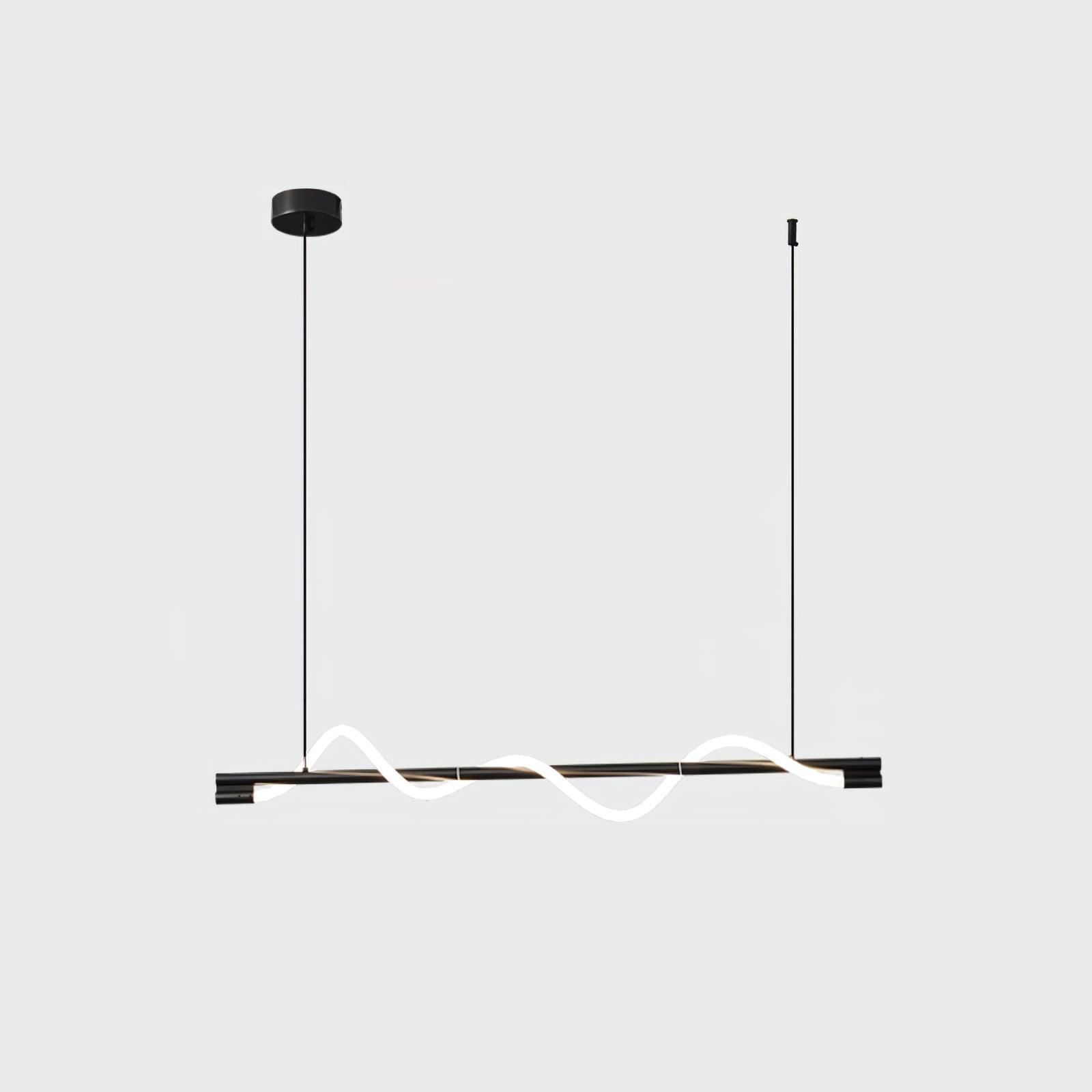 Linear Curve Wave Pendant - Modern S-Shaped Island Light for Kitchen & Dining Table