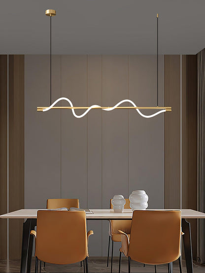 Linear Wave Pendant Light for Kitchen Island