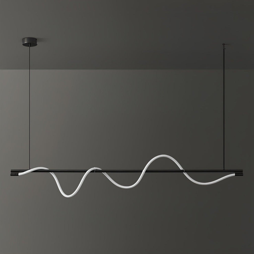 Linear Curve Wave Pendant - Modern S-Shaped Island Light for Kitchen & Dining Table