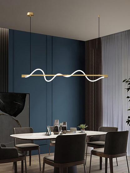 Linear Wave Pendant Light for Kitchen Island