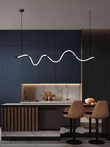 Linear Wave Pendant Light for Kitchen Island
