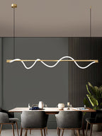 Linear Curve Wave Pendant - Modern S-Shaped Island Light for Kitchen & Dining Table